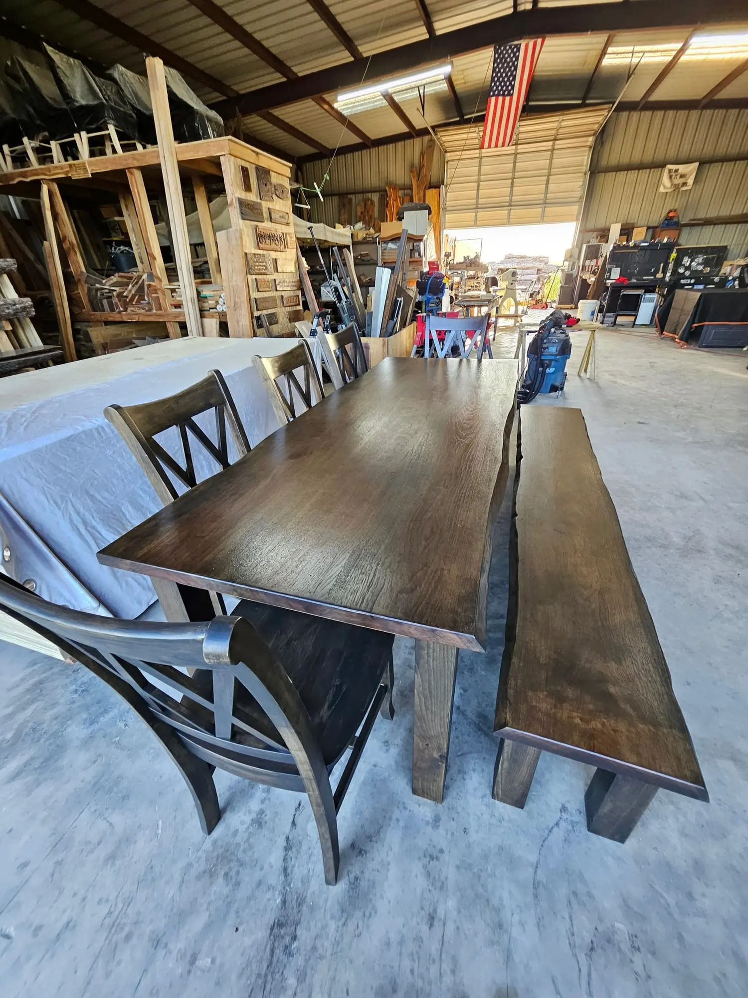 The live edge along the Bowerman table